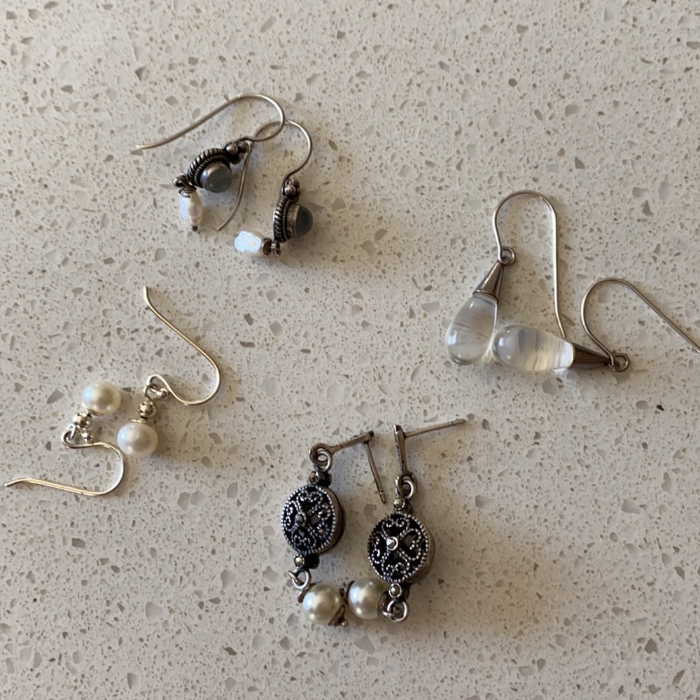 4 pairs silver earrings